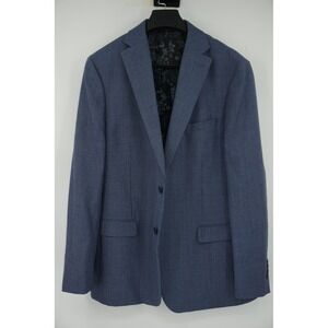 Tallia Blazer Men's 46L Blue Check Wool Blend Sport Coat Stretch Two Button